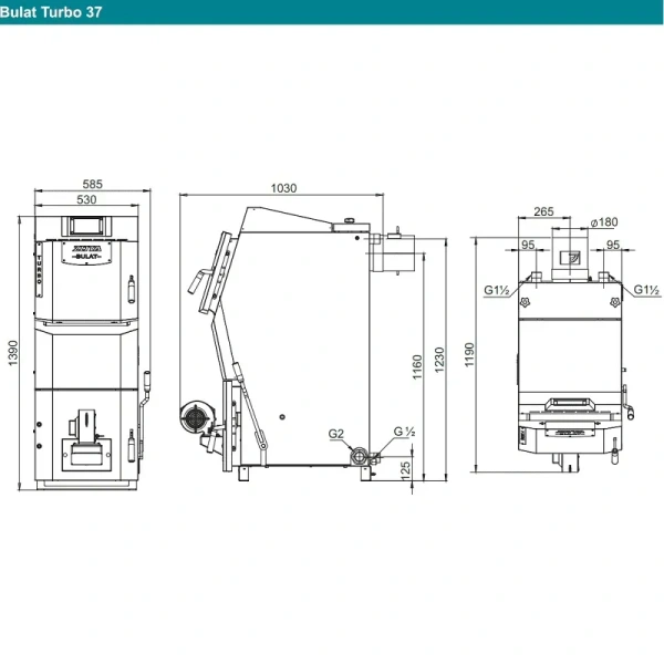 Твердотопливный полуавтоматический котел ZOTA BULAT TURBO 37