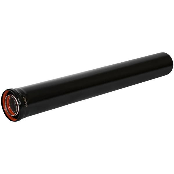 Удлинитель дымохода коаксиальный Stout 80/125 1000 мм черный