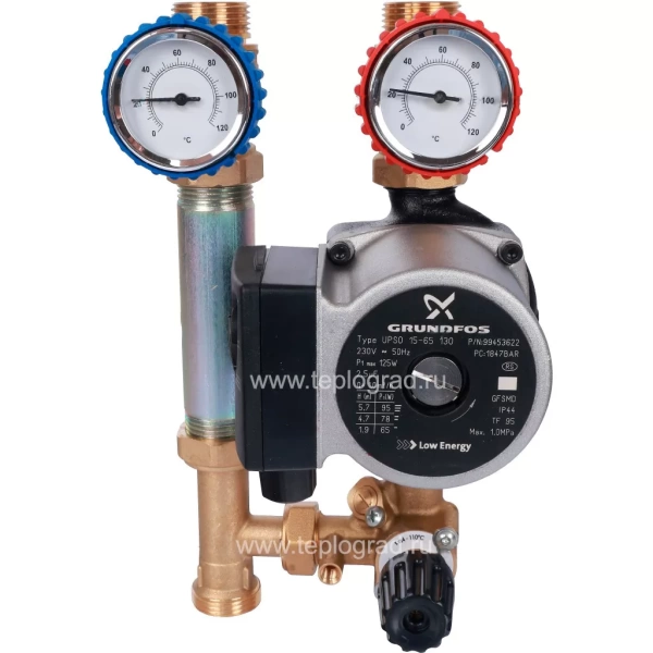 Насосная группа Stout со смесителем 3/4 с насосом Grundfos UPSO 15-65