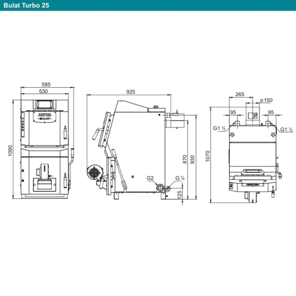 Твердотопливный полуавтоматический котел ZOTA BULAT TURBO 25