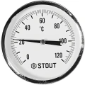 Термометр биметаллический Stout 80 мм, гильза 100 мм, 0-120С