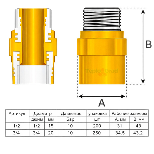 Диэлектрическая вставка для газа TIM 1/2" ВН