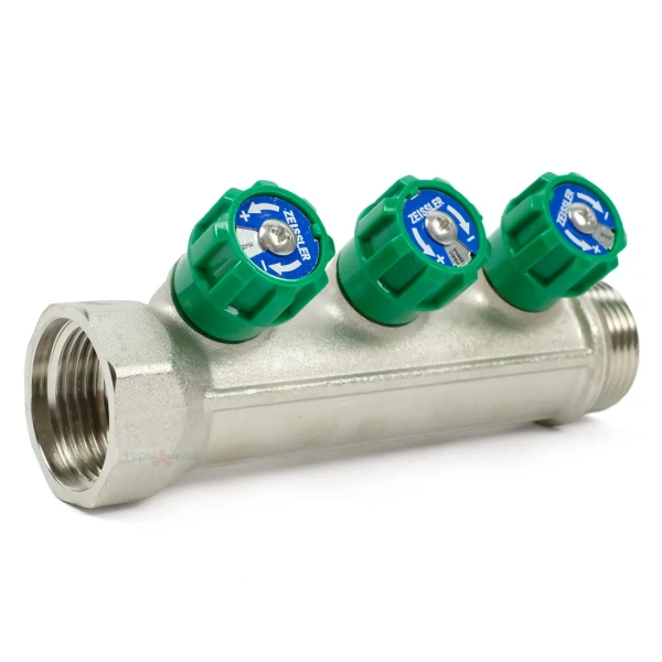 Коллектор Zeissler регулирующий под 45°, 1x3/4 на 3 выхода